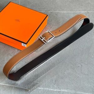 Hermes Nathan Reversible Tan and Black Leather belt